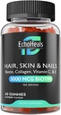 Cabelo, pele e unhas Gummies - Biotina Colágeno vitamina C & E Suplemento - 3000mcg Biotina - Framboesa saborosa - 60 chicletes