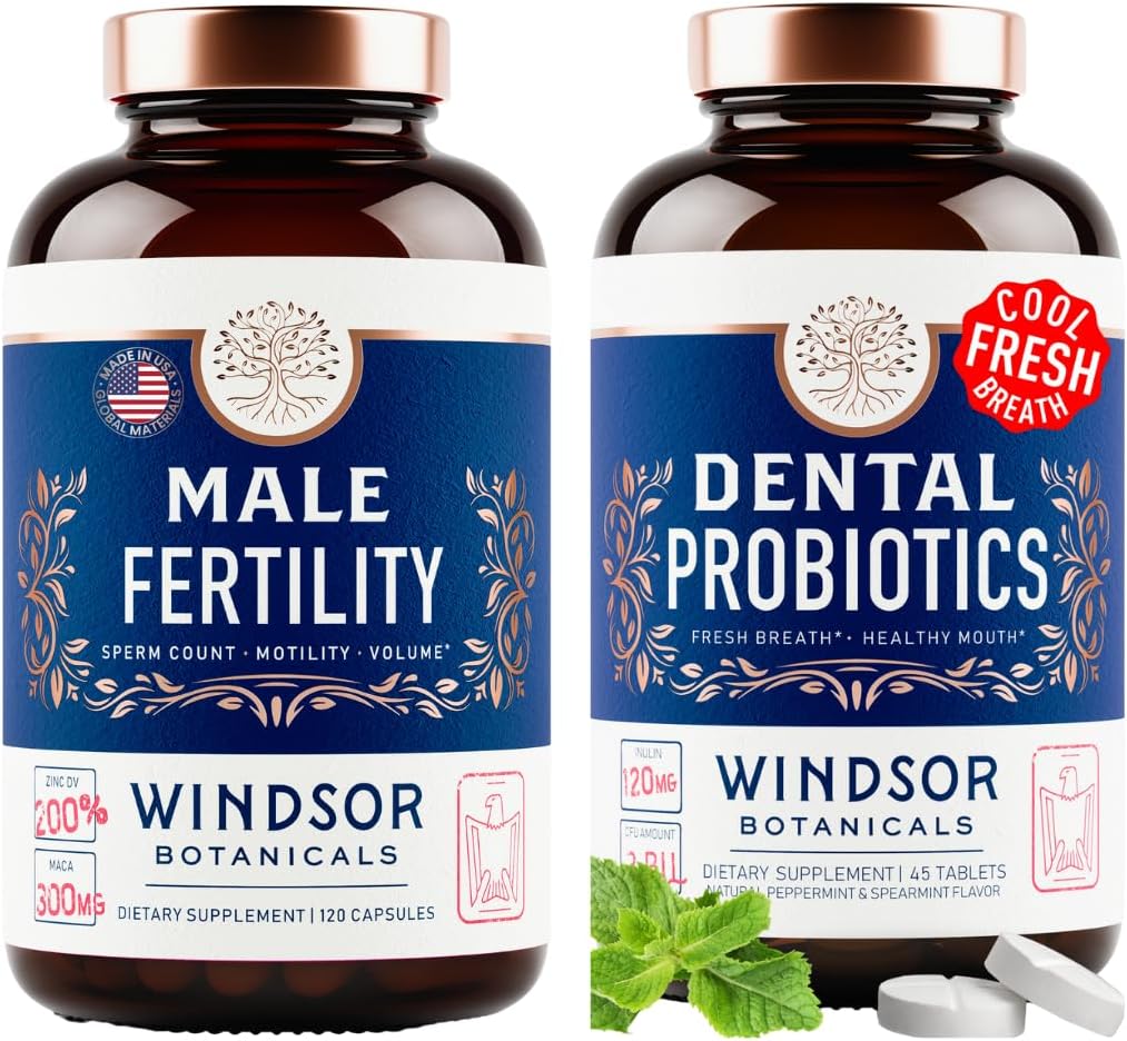 WINDSOR BOTÂNICAS Suplemento de fertilidade masculina e Probióticos Orais para Respiração Fresca - Grupo de Saúde Mens