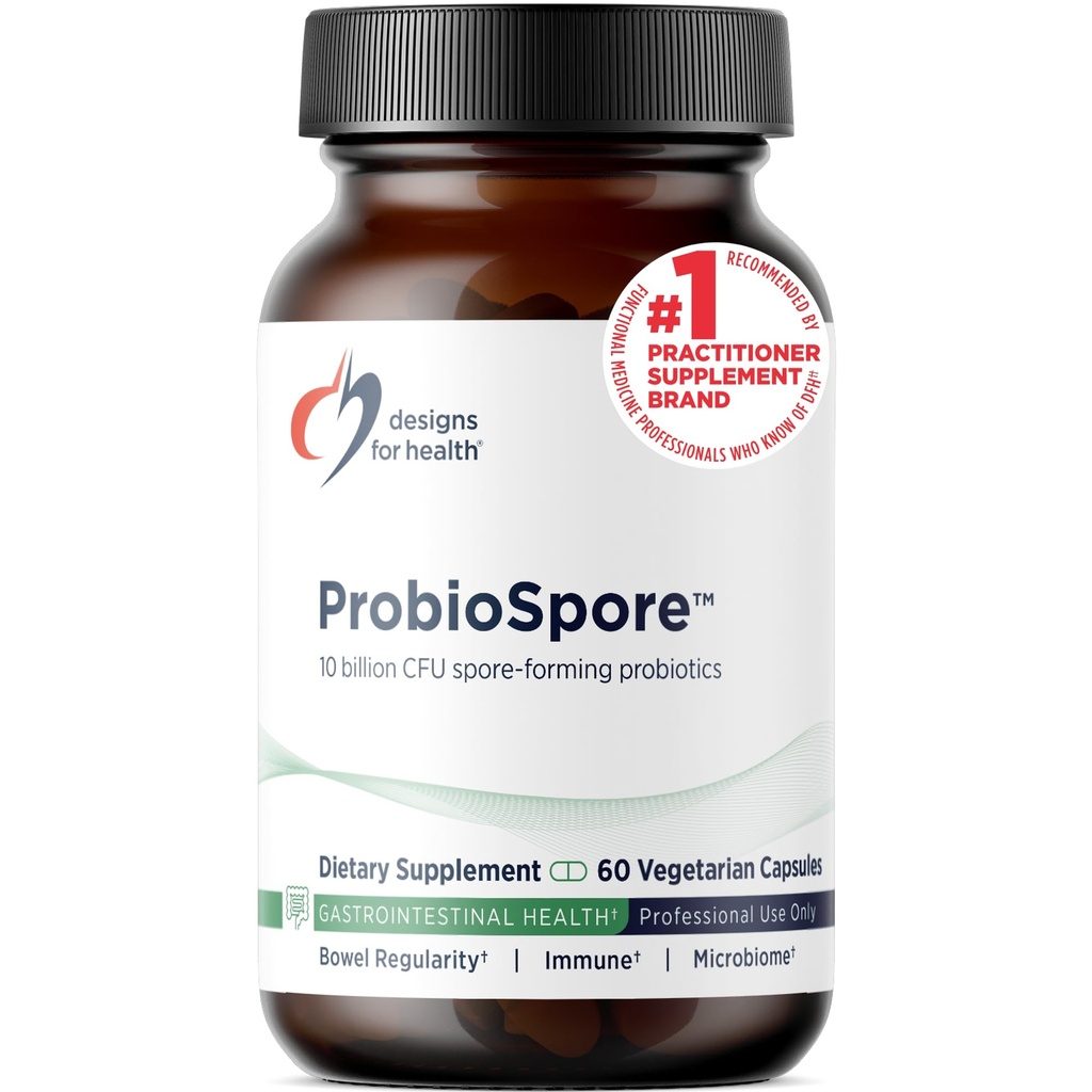 Designs para Saúde ProbioSpore - Powerful Spore Based Probiotic, Soil-Based Probiotics Supplement - Shelf Stable Gut + Imune Support, Non-GMO + Dairy Free (60 Cápsulas)