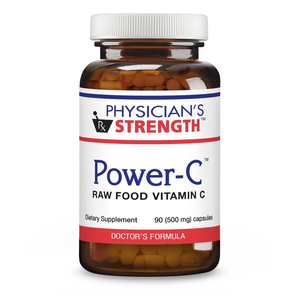 Força do médico Power-C - 90 Cápsulas - Alimentos crus Vitamina C + Flavonóides de Camu Camu, Cereja de Acerola, Rhus coriaria & Rose Hip - Kosher - 30 Servings