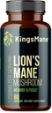 KingsManeTM Organic Lion's Mane Mushroom Supplement, Memory, Focus, & Clarity Brain Support, 1200mg, 60 Cápsulas
