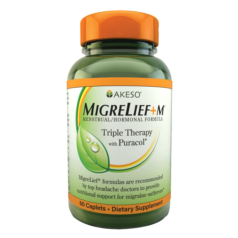 MigreLief+M – Suplemento de Apoio Nutricional Avançado para a Saúde Neurológica da Mulher e Conforto de Cabeça – 60 Caplets (1-mês de fornecimento)