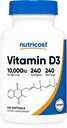 Nutricost Vitamina D3 10.000 UI, 240 Cápsulas Softgel - Potente, Não-GMO, Vitamina D sem glúten