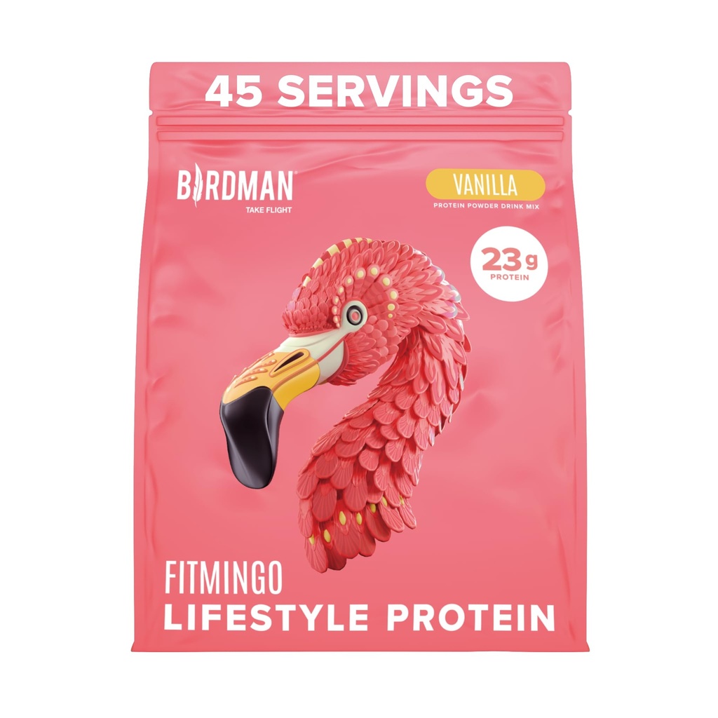 BIRDMAN Fitmingo Vegan Protein Powder com Inositol, Impulsionadores de colágeno, Ácido hialurônico e vitaminas □ Baixo carboidrato, Dairy Free, Baixa caloria
