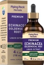 Piping Rock Echinacea Goldenseal Tintura 4 Fl Oz gotas líquidas Extrato de Ervas Álcool livre de Vegetariano, Não-GMO, Suplemento sem glúten