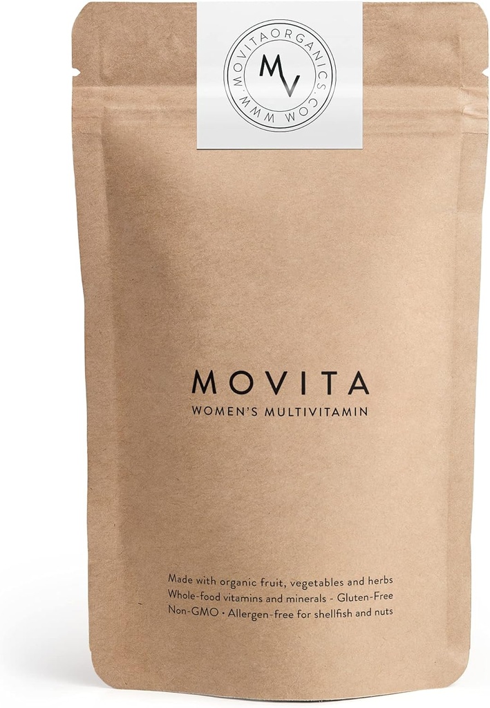 Movita Multivitamínico diário da mulher - Alimentos orgânicos fermentados inteiros para a energia melhorada, Imunidade & Vitalidade - Vegan, Sem glúten, Não-GMO - 30 dias de abastecimento (Eco-Friendly Refil Pouch)