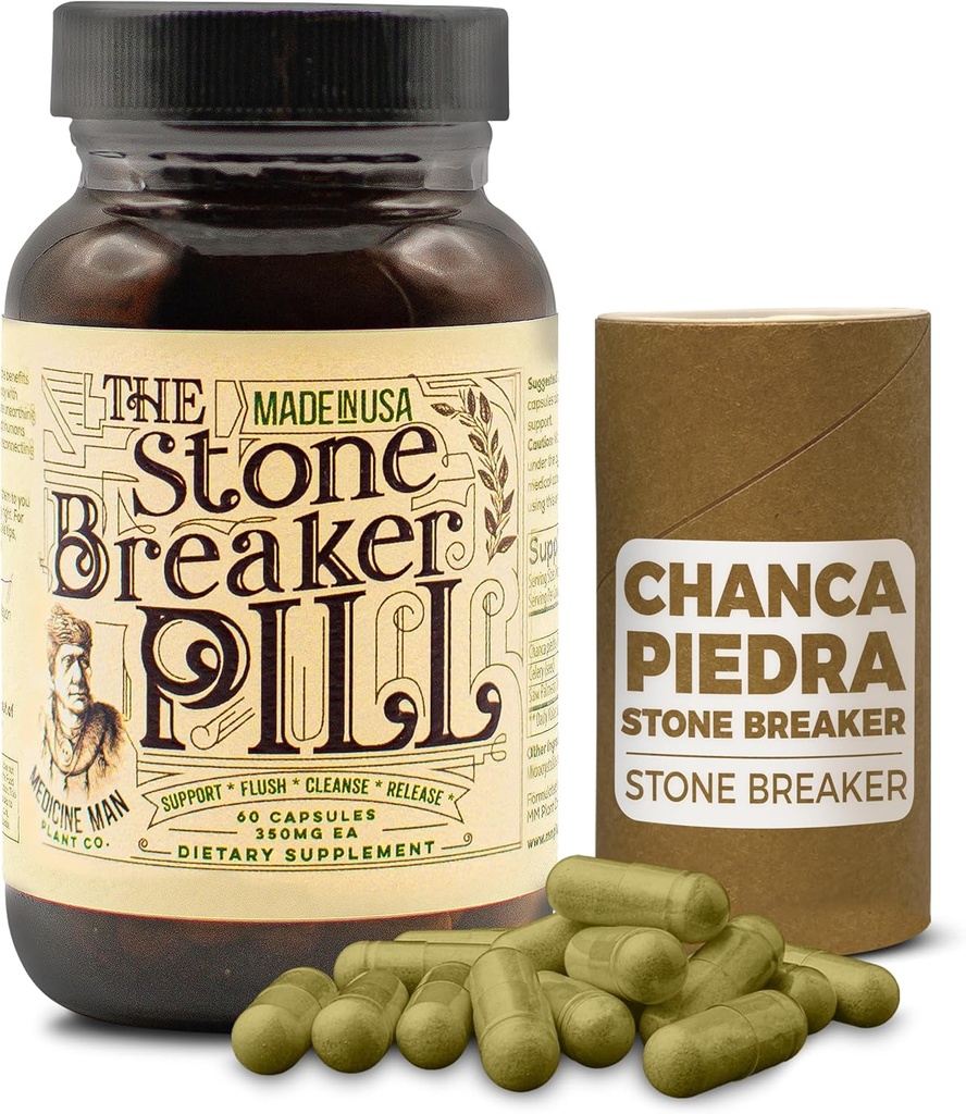 O comprimido quebrador de pedra 60 cápsulas - vesícula biliar e suplementos renais com Chanca Piedra, sementes de aipo, e Saw Palmetto - ervas e vesícula biliar orgânica e quebrador de pedra do rim para pedras do rim