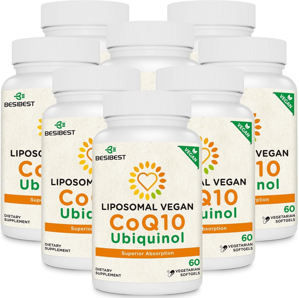 1000mg CoQ10 lipossomal Ubiquinol, 480 Vegan Softgels, alta absorção Ubiquinol CoQ10 Suplemento, Forma antioxidante ativa de coenzima Q10 para função cardíaca e produção de energia