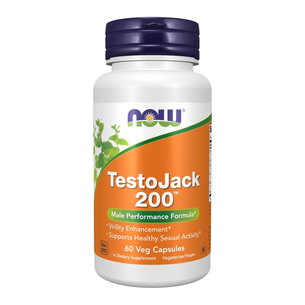 Now Foods Supplements, TestoJackTM 200 com Tongkat Ali, Tribulus, Maca e Horny Goat Weed, 60 Veg Cápsulas