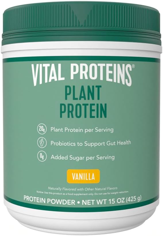 Proteínas Vitais Proteína Pó – 20g Proteína Baseada em Planta com grão de bico – 1B UFC Probiótico para Gut Health, Sem Açúcar Adicionado – Baunilha, 15 onças
