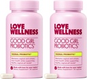 Amor Bem-Estar Boa Menina Probióticos ; Saúde Vaginal da Mulher e pH Suplemento de equilíbrio 9-Strain Probiótico para Trato Urinário, Levedo, Odor e Imune Suporte ; Sem Glúten 60 CT, suprimentos de 60 dias