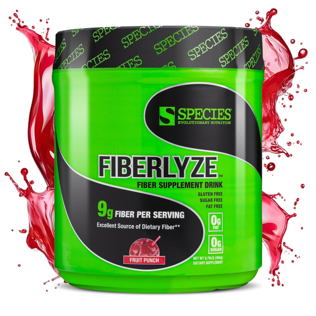 Espécie Nutrition Fiberlyze Fiber Supplement, Psyllium Based Soluble & Insolúvel Fiber Powder for Healthy Colon, Digestive Functions (Fruit Punch, 30 Servings)