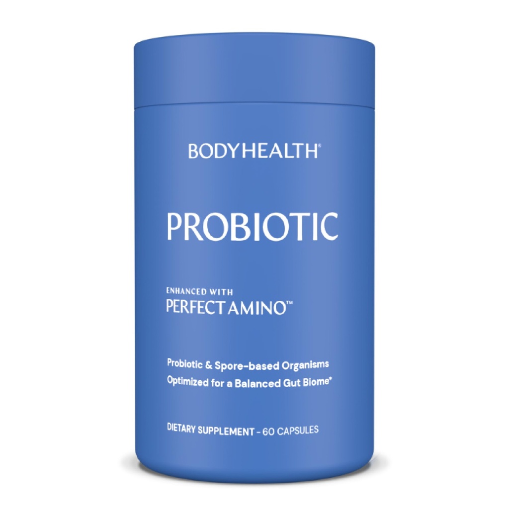 BodyHealth Probiótico Melhorado com PerfectAmino para Mulheres e Homens, Esporo Baseado em Bifidobacterium, Lactobacillus Salivarius, Lactobacillus Acidophilus - 60 Cápsulas