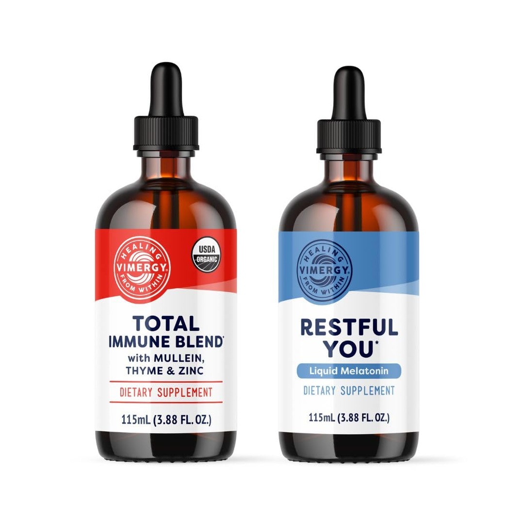 Vimergy Nighttime Fortifier Kit* - 2500 mcg Zinc, 5000 mcg Melatonina, 130mg Mullein Extract, 70 mg Thyme Extract. Repara, reconstrui e renova Células Imune durante o sono. Vegan, Sem glúten, Kosher