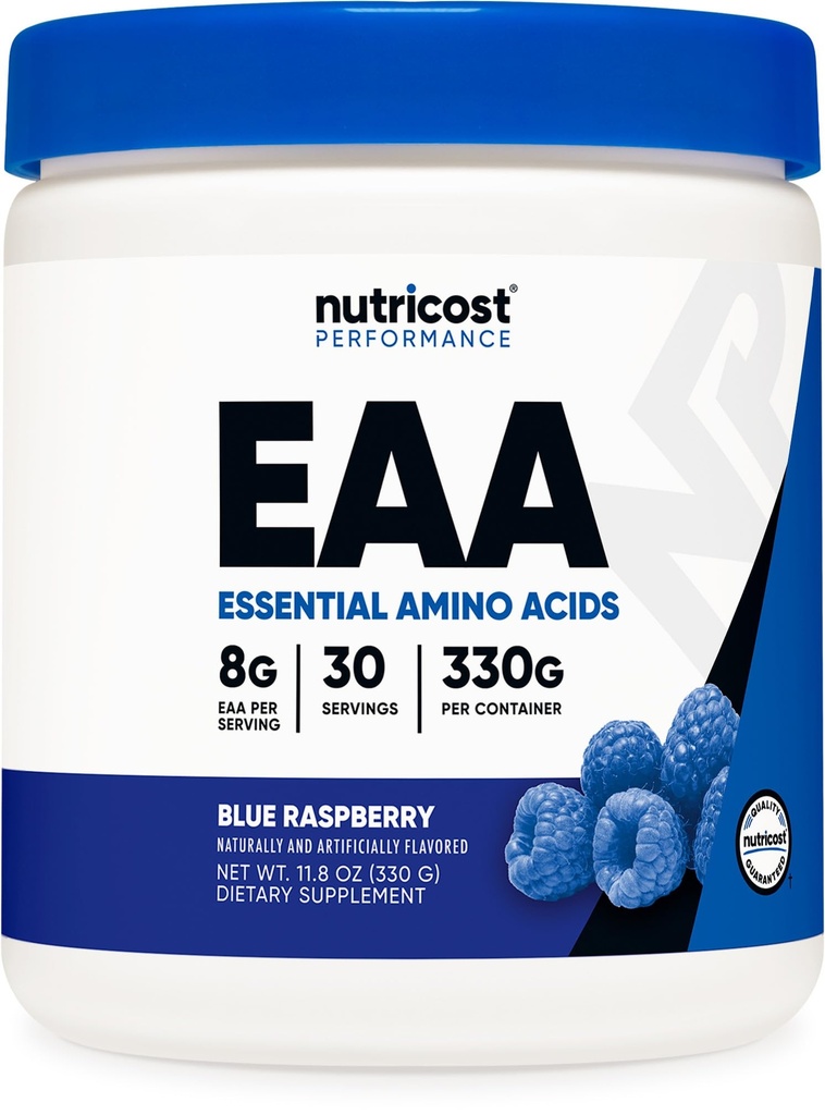 Nutricost EAA Pó 30 Servings (Azul Framboesa) - Aminoácidos Essenciais - Não-GMO, Gluten Free, Vegetarian Friendly