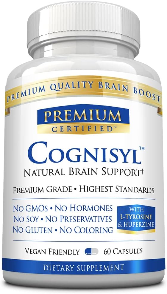 Cognisyl - Aumentar a Memória, Desempenho Mental, Energia e Foco. Complexo Vitamina B, Erva de São João, Bitartrato de DMAE, BioPerine - 60 Cápsulas