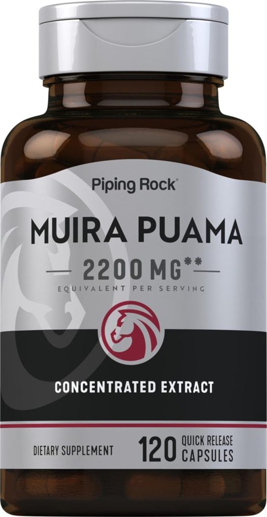 Piping Rock Muira Puama Raíz Extract 2200 mg 120 Cápsulas para Homens e Mulheres
