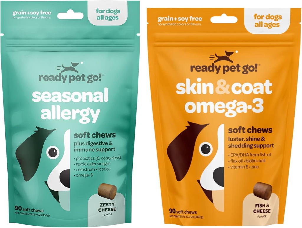 Pronto animal de estimação Go! Omega 3 & Alergia Chews para cães Probióticos & Suplementos Imune Alergia para Itch & Alergia alívio  . Óleo de peixe para pastoreio de cão, Alergia da pele, Itch alívio .