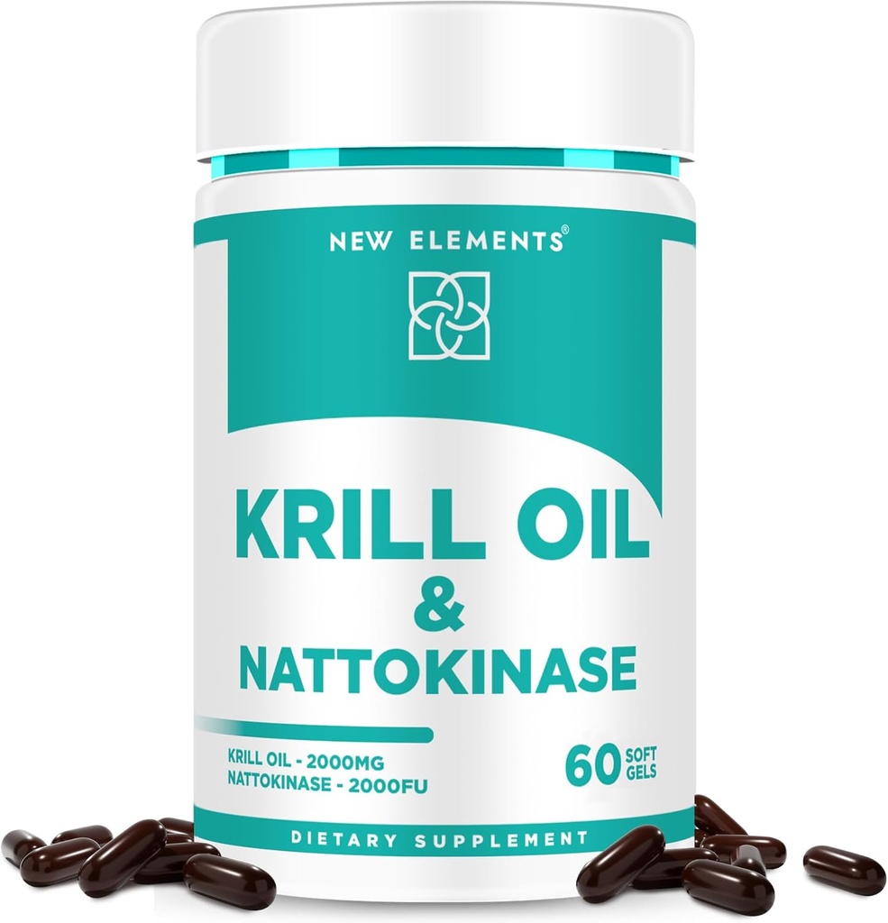 Nattokinase Suplemento 4000 FU Orgânico com óleo de krill da Antártida Omega 3 Softgels 2000mg . DHA . EPA . Nattokinase Derived from Japanese Natto.