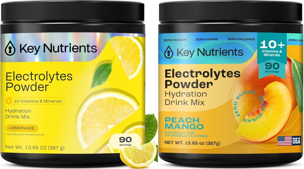 KEY NUTRIENTS Electrolytes Powder Limonada 90 Servings + Peach Mango 90 Servings