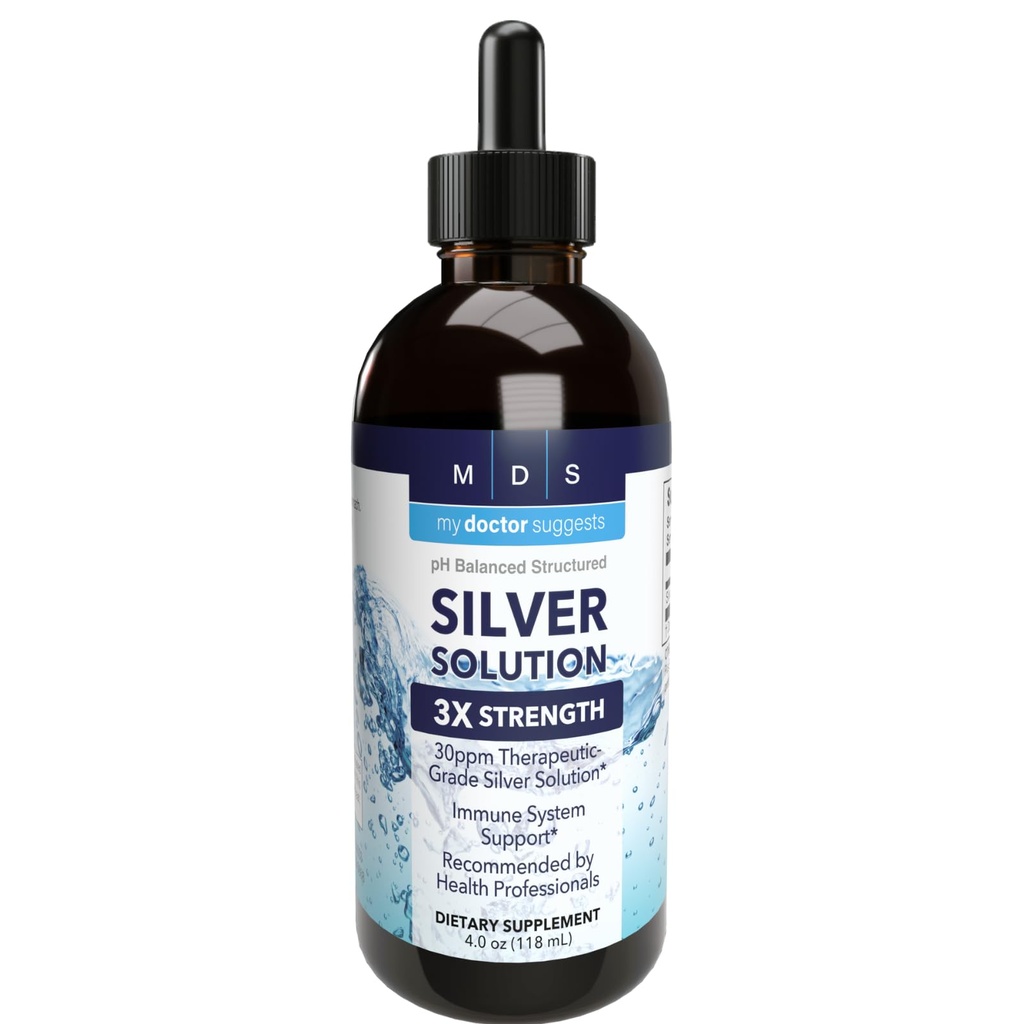 Líquido Alcalino Estruturado Prata 30ppm - Suporte Imune Avançado Drops Líquidos - Suplementos Minerais de Prata Coloidal de Força Extra - Made in USA (4 oz)