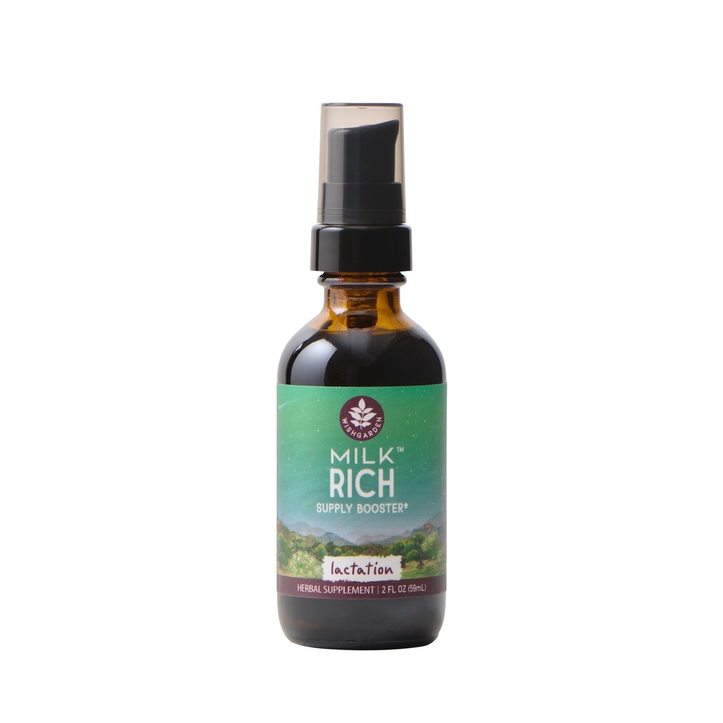 WishGarden Herbs Milk Rich with Goats Rue and Fenugreek - Herbal Lactação Suplemento de suporte, Impulsionamento de leite materno e Suplemento de amamentação para aumentar a qualidade do fluxo de leite e produção, 2 onças