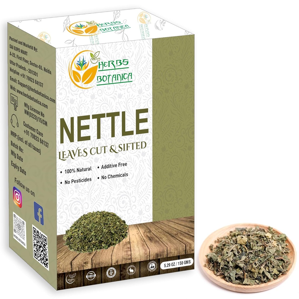 Herbs Botanica Nettle Leaf para corte de chá e peneirado para nutrishing chá de ervas, smoothies infusões, Stinging Nettle Leaf Ortiga Wellness Suplemento Vegan Non GMO 5.29 onças