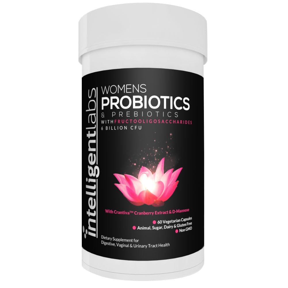 Probióticos Intelligent Labs Fórmula feminina com extrato de cranberry, D-Mannose e Prebióticos Tudo em um, 6 bilhões UFC Probiótico, Uma cápsula por dia, 60-Dia de Fornecimento, Terceira parte verificada para pureza