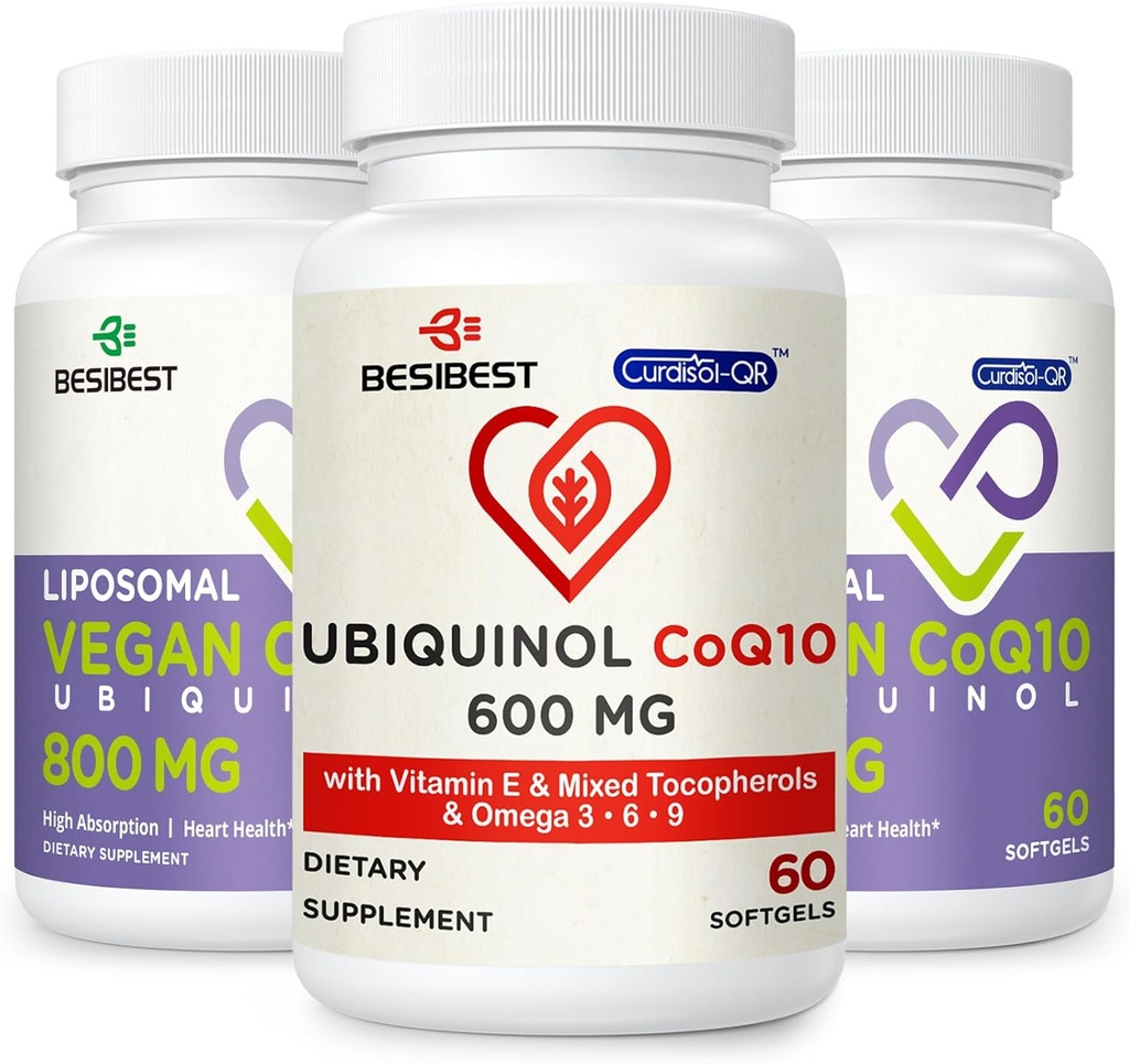 CoQ10 600mg 1PCS Pacote com 800mg CoQ10 lipossomal Ubiquinol Suplemento 2PCS