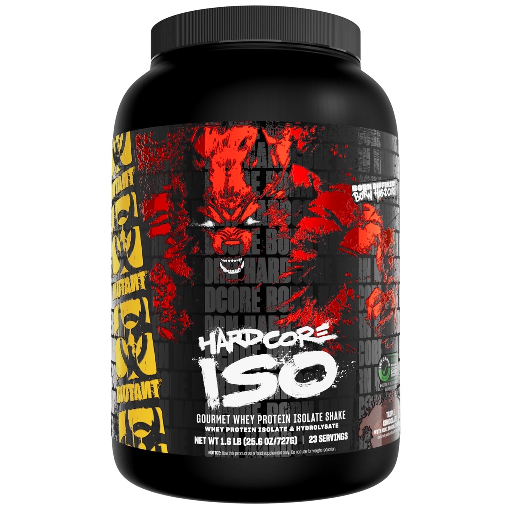 Mutante ISO Surge Whey Protein Powder Atua rapidamente para ajudar a recuperar, construir músculo, massa e força, usa apenas ingredientes, 1,6 lb - Chocolate triplo