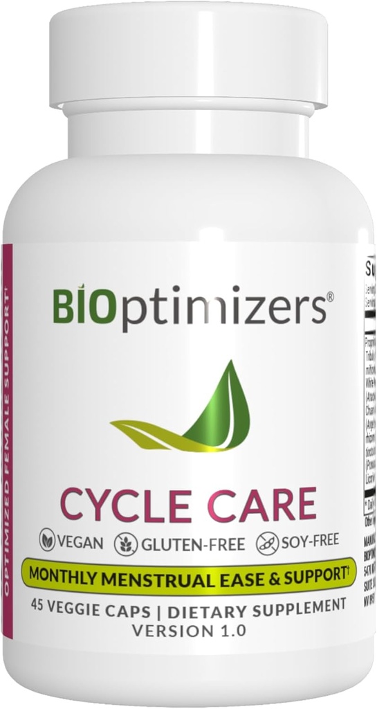 BIOptimizers - Suporte ao Ciclo - Suplemento de Suporte Periódico para Mulheres - Bloating e Cramping Menstrual Relief - 45 Cápsulas