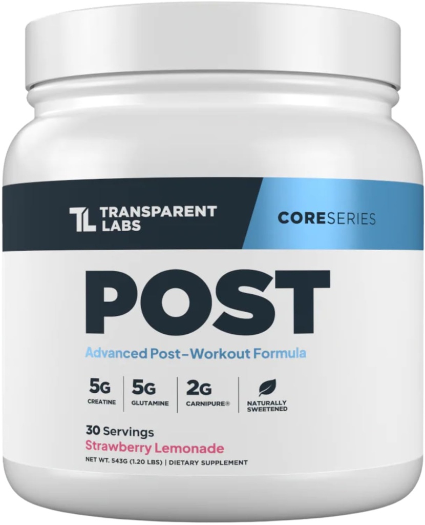 Transparent Labs Post - pós-treino de recuperação Muscle Builder com L-Glutamina, Beta-Alanina e BetaPure Betaine Anhydrous para a recuperação muscular e Muscle Building - 30 Servings, Strawberry Limonada
