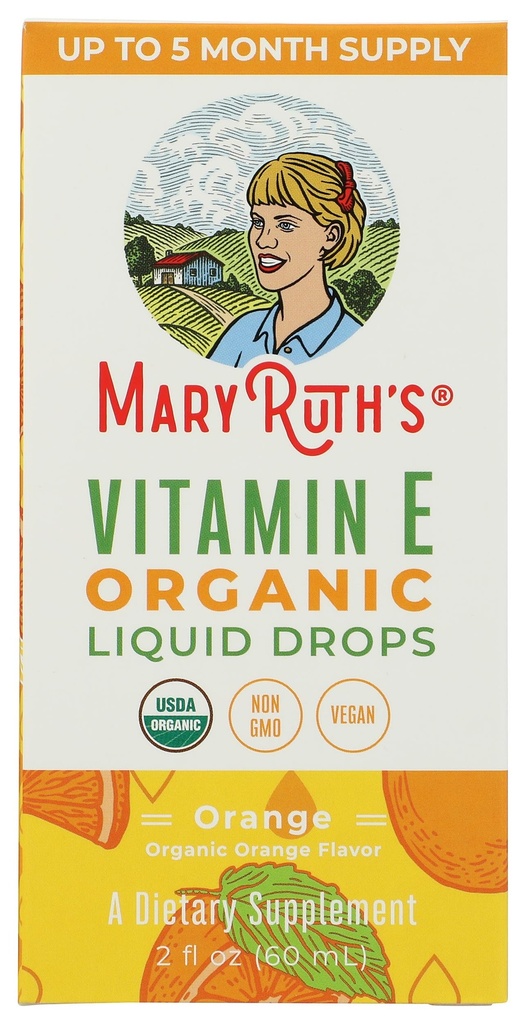 Gotas de vitamina E orgânicas de Mary Ruth, 2 Fz