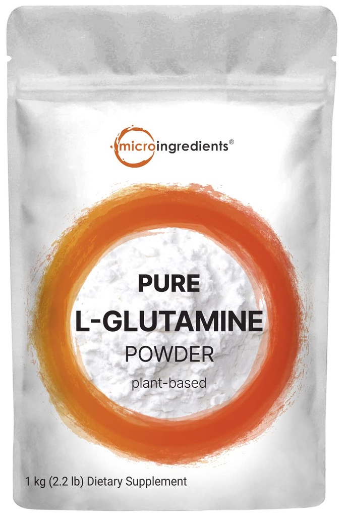 L Glutamina Pó Gut Saúde, 1Kg, 100% Puro, Forma Livre - Sem sabor - Vegan Friendly, Sem enchimento, Sem aditivos, Suporta a recuperação muscular, Pós-treino