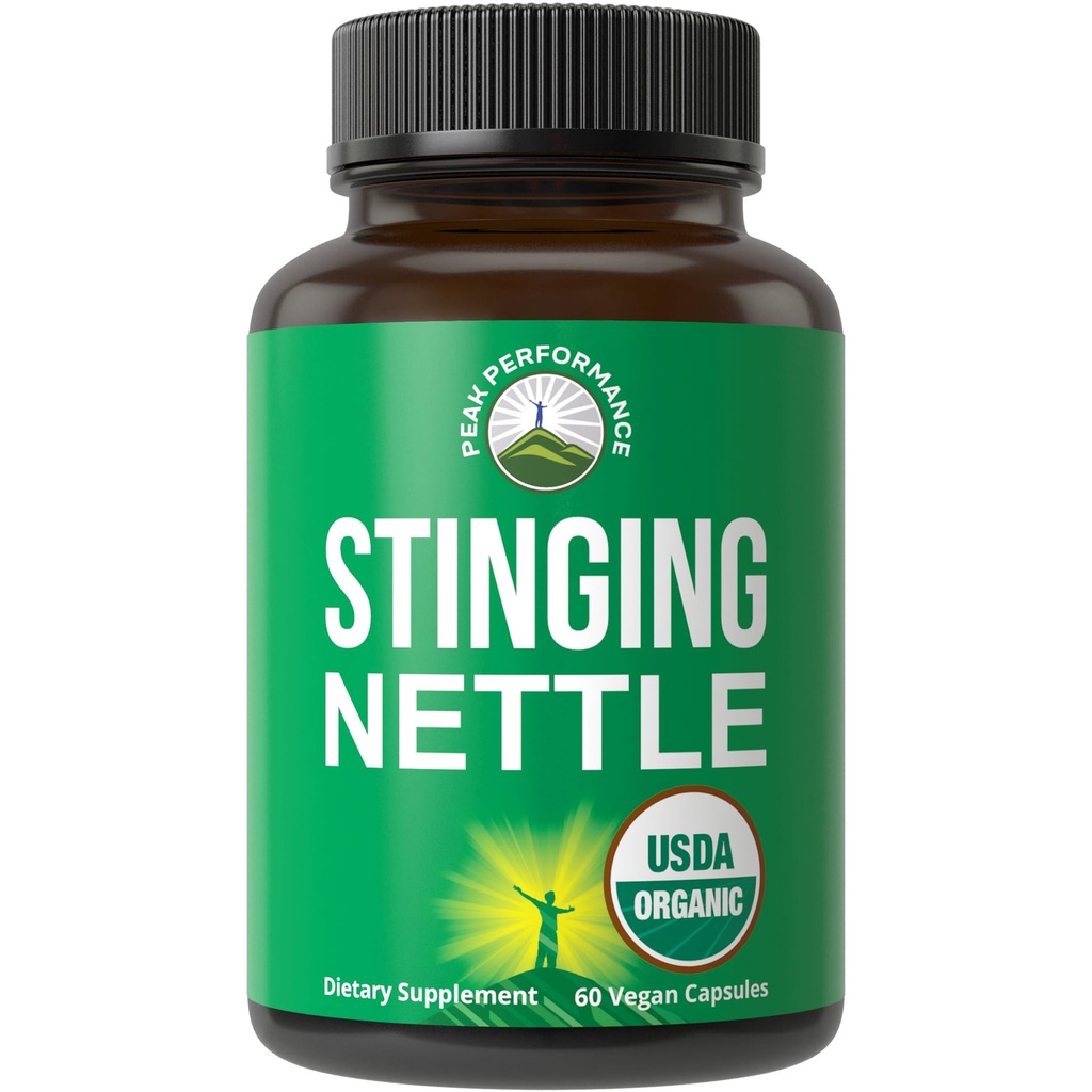 USDA Organic Stinging Nettle Vegan Cápsulas Feito com Stinging Nettle Leaf Pó para Próstata, Crescimento do cabelo, Alergia. Melhor do que raiz ou extrato de sementes. Comprimidos de ervas à base de plantas, 60 comprimidos