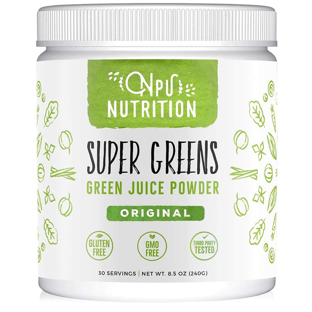 Super Verdes mistura orgânica em pó: Suplemento não-GMO, inclui espirulina, Alfalfa, espinafre, probióticos, fibra e enzimas digestivas, sem adoçantes artificiais, 30 Serventes