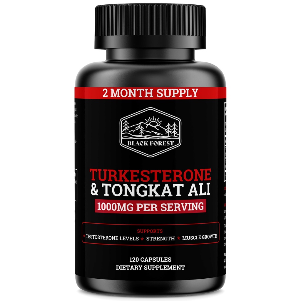 Black Forest Turkesterone Tongkat Ali Suplemento 1000mg por serviço (máx. pureza 95%) Suplemento Turkesterone para homens (Tongkat Ali para homens Longjack 200:1) Semelhante a Tongkat Ali Fadogia Agrestis