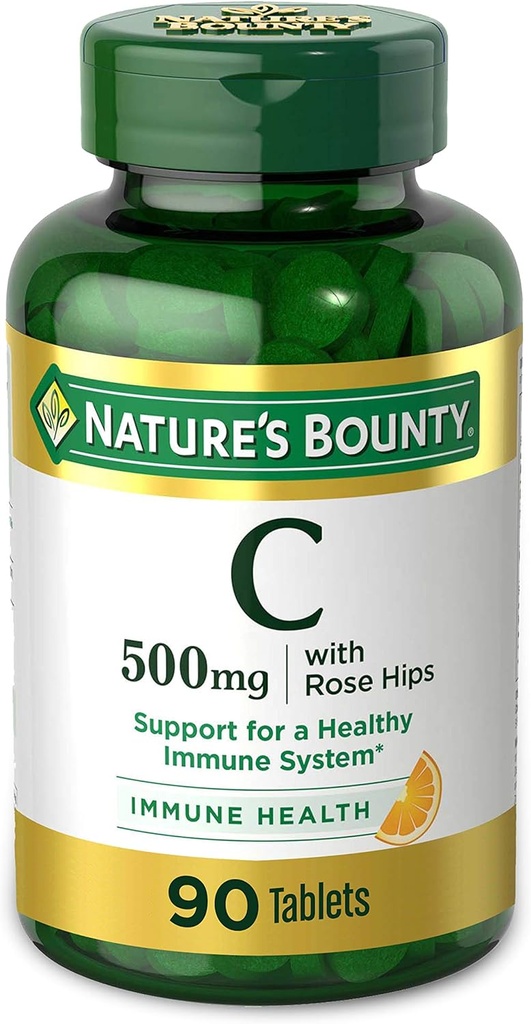 Vitamina C da recompensa da natureza, suporte para um sistema imunológico saudável, 500 mg de vitamina C com Rosehips, 90 comprimidos mastigáveis