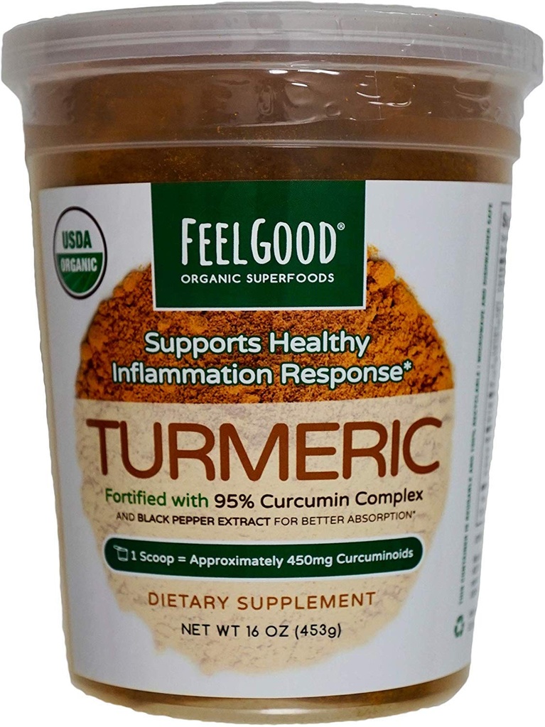 Sinta-se bem USDA Organic Turmeric Powder, 16 Onças