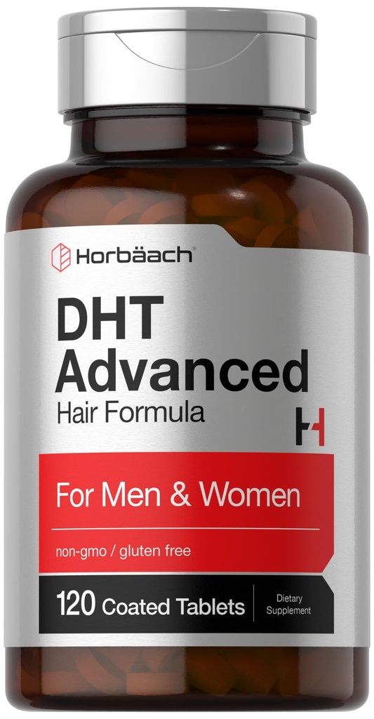 Horbäach DHT Advanced Hair Formula □ 120 Comprimidos Não-GMO e Gluten Free Hair Formula Mistura com Saw Palmetto, Kudzu, e Fo-Ti