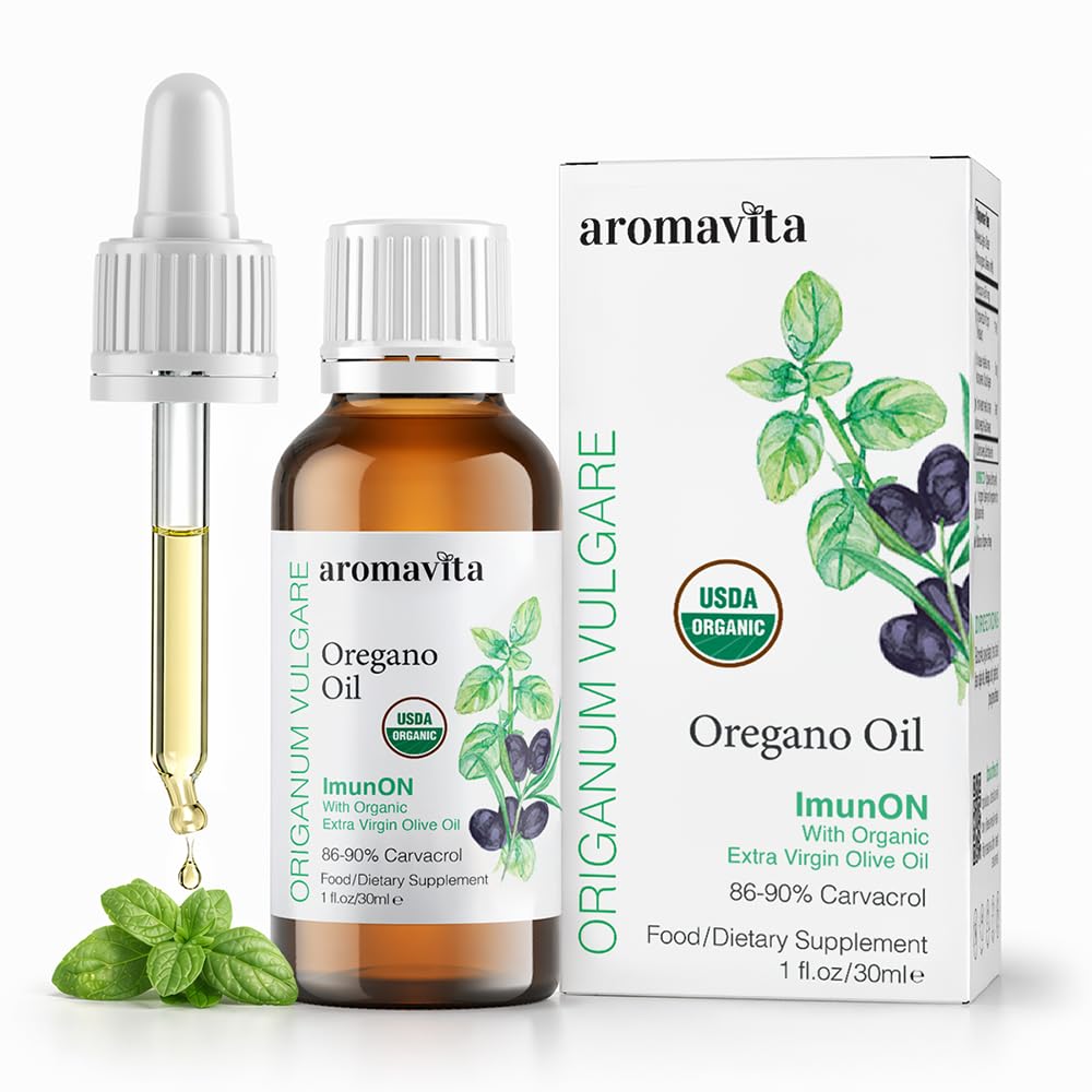 ImunON Oregano grego orgânico gotas de óleo – Força extra 86-90% Carvacrol – Poderoso Imune & Suporte Digestivo – 200 Servings – 100% puro, Vegan, Não-GMO, Gluten-Free – 1 fl oz (30 mL)