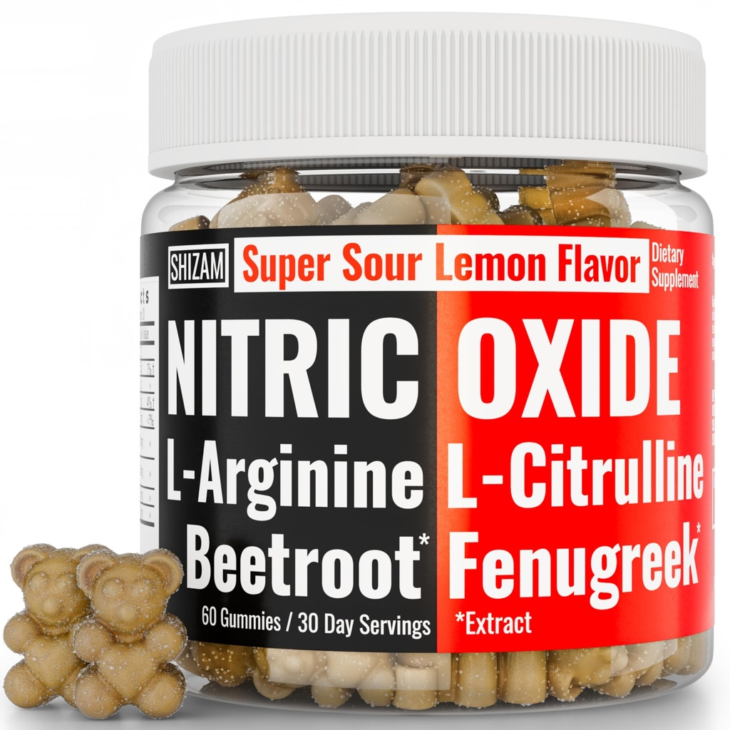 SHIZAM Beets Fenugreek Super Nitric Oxide Gummies w L-Arginina L-Citrulina, beterraba raiz Chews Chweable Chewable Cápsulas Comprimidos Suplemento Suplemento Suplementos Alt, Bootroot Flow Adultos Homens Beats