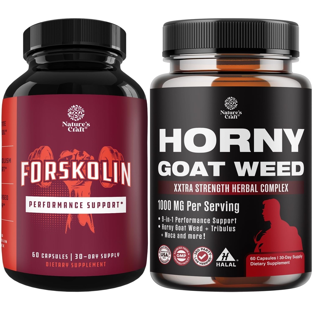 Pacote de Puro Extrato de Forskolin Suplemento para Energia Melhorada para Suplementos de Energia Baseados em Plantas Adultos e Complexo de Extrato de Erva de Cabra Horny para Energia Enhanced