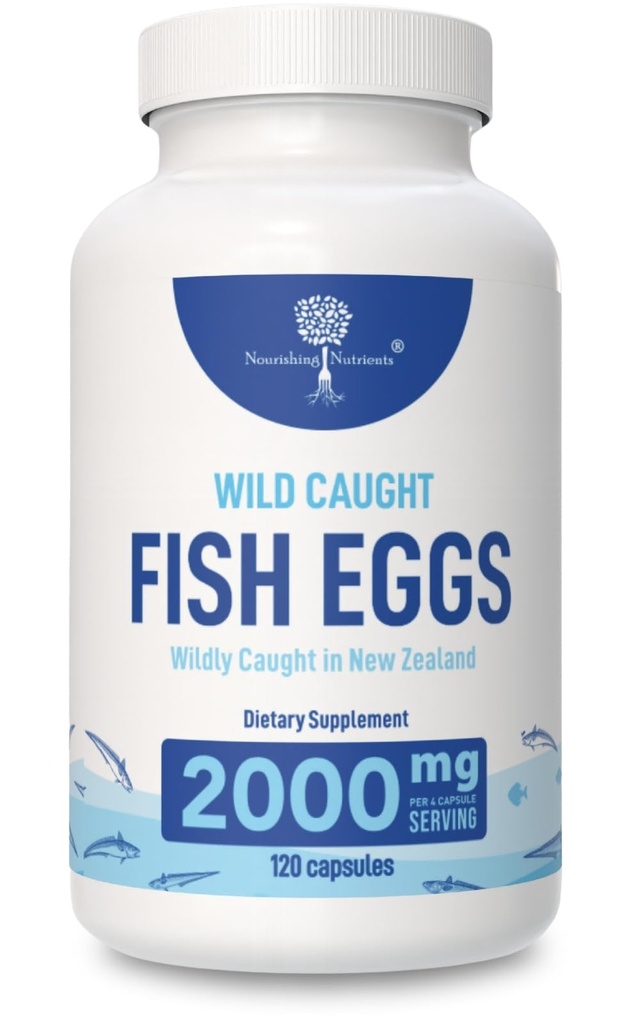 Wild Caught Fish Oggs 2.000mg - Omega 3 Suplemento para Olho, Saúde do Cérebro, Suporta Imunidade, Ossos e dentes, Suporte de humor com Omega 3-6-9 cápsulas de ovo de peixe