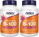 NOW Suplementos, Vitamina B-100, Liberação Mantida, Produção de Energia*, Saúde do Sistema Nervoso*, 100 Comprimidos (Pacote de 2)