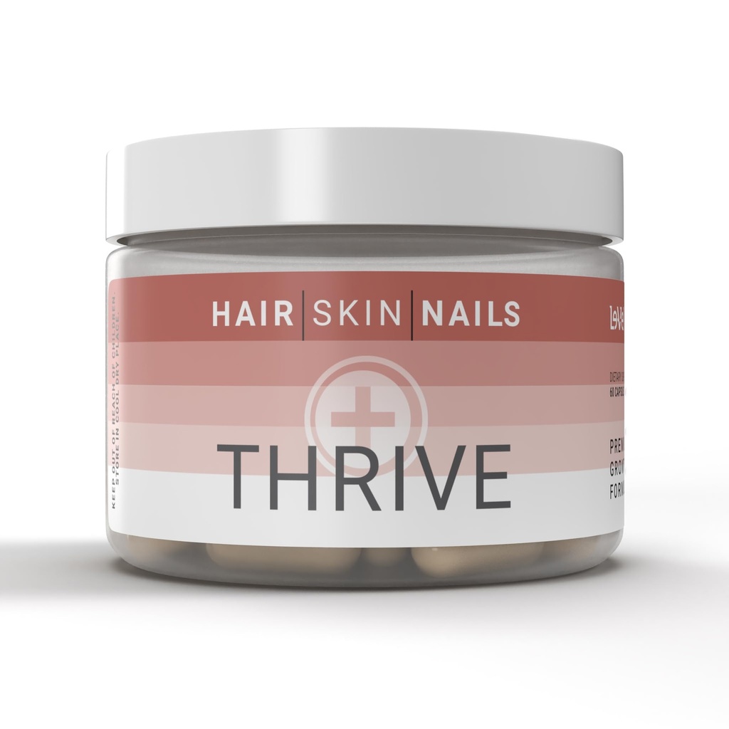Le-Vel Thrive, Colágeno Premium com Biotina 3500mcg, Vitamina C, Zinco e Açafrão – Cabelo, Pele, Unhas, Juntas – Colágeno Marinho Hidrolisado, Ashwagandha, Queratina, Kelp Orgânico 60 Cápsulas
