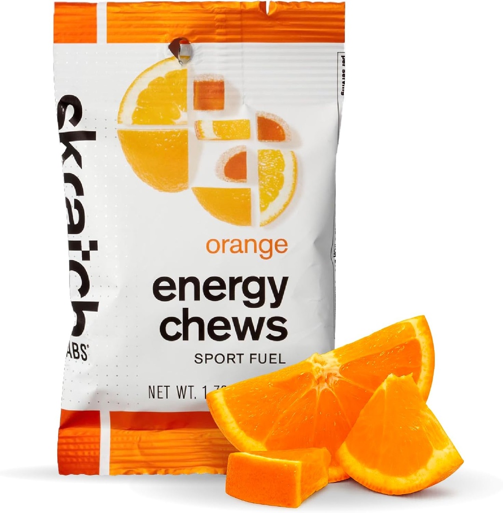 Skratch Labs Energy Chews Gummies for Running, Cycling, and Sports Performance - Gel Alternative - Laranja (10 Pack) - Gluten Free, Vegan
