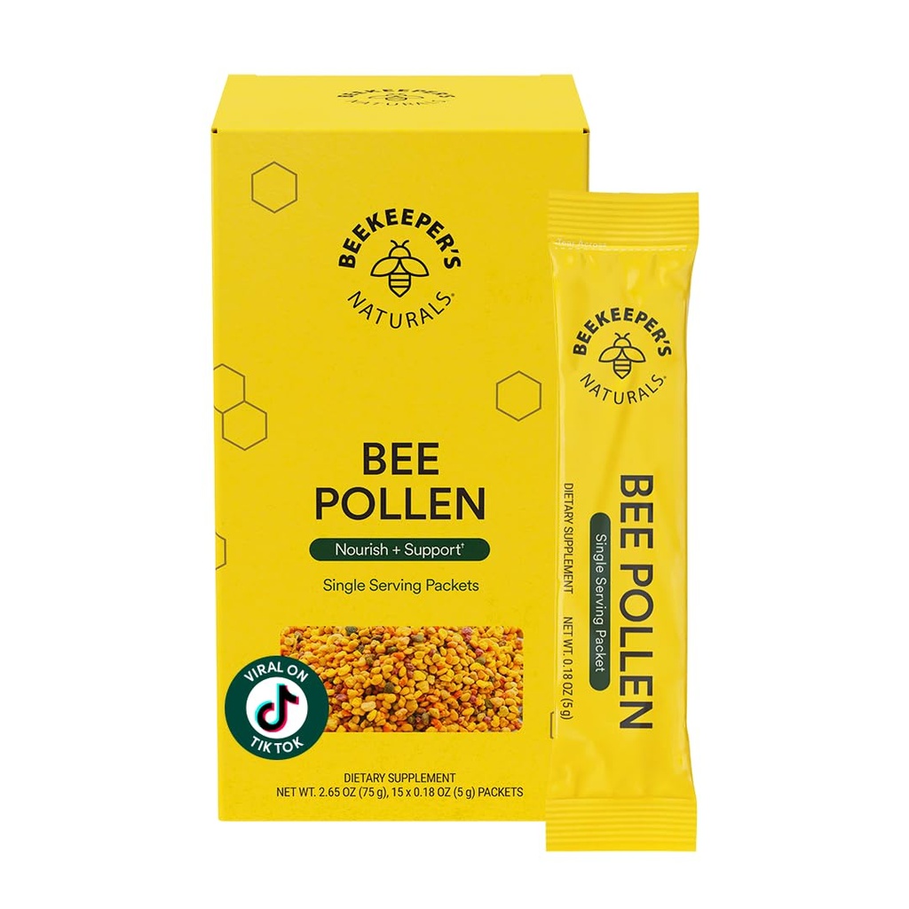 Naturals de apicultor - 100% crus Bee Pollen Stick Packs, Enzimas Preservadas Natural, Fonte de Vitamina B, Minerais, Aminoácidos e Proteína - Paleo & Keto Friendly, Gluten Free (15ct)