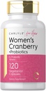 Carlyle Mulheres Cranberry Plus Probióticos 120 cápsulas, com 14 Strains Probióticos, Vegetarian, Non-GMO, Gluten Free Supplement, para ela