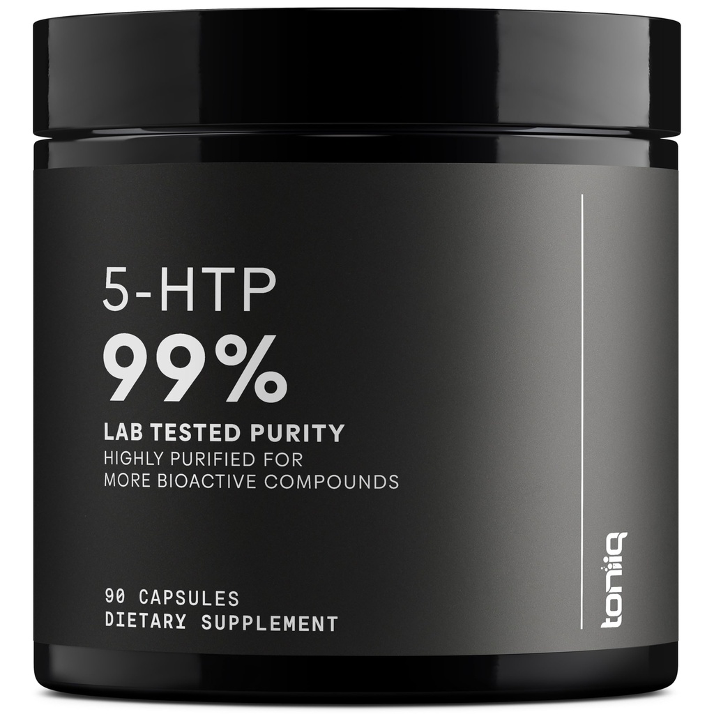 Cápsulas Toniiq Ultra de Alta Força 5HTP - 99%+ Altamente Purificado e Biodisponível - 12:1 Extrato Concentrado - 200mg - 90 Cápsulas Veggie